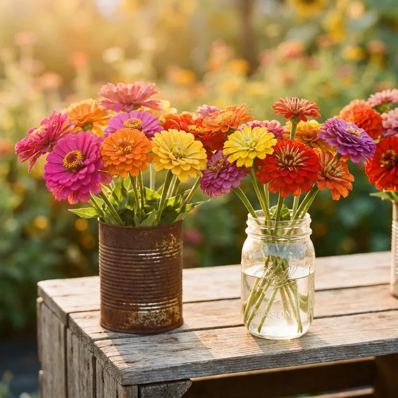Cut zinnias